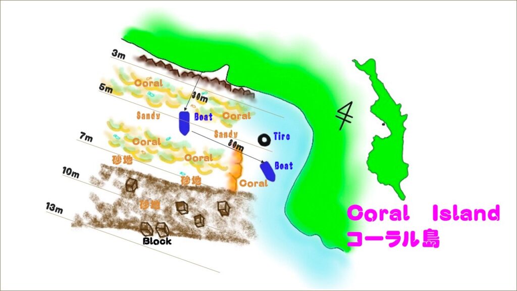 コーラル島でダイビング、コーラル島マップ