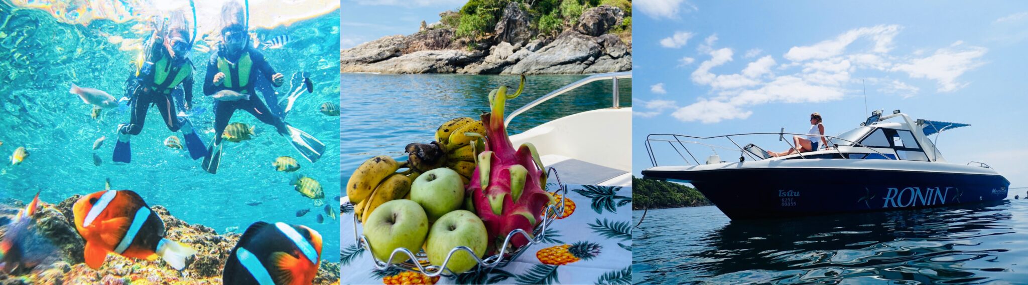 Fresh fruit platter served on the private charter boat.