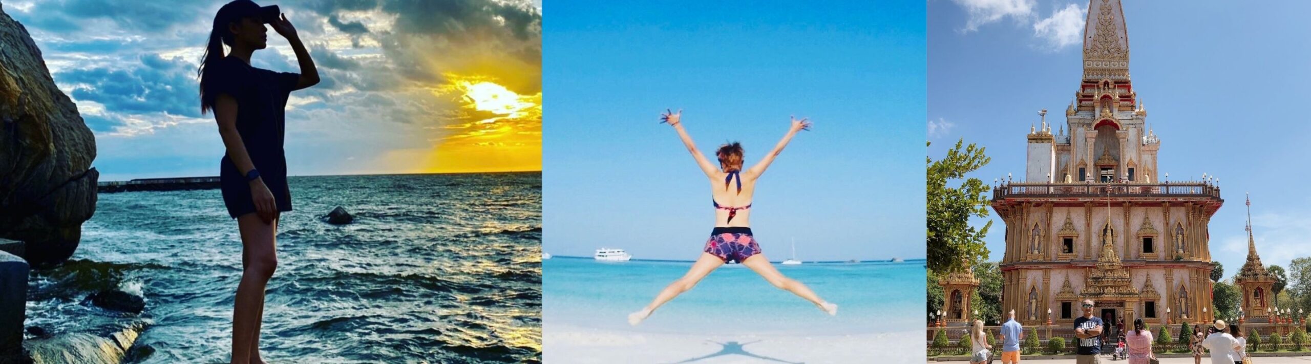 Woman watching the sunset by the ocean in Phuket