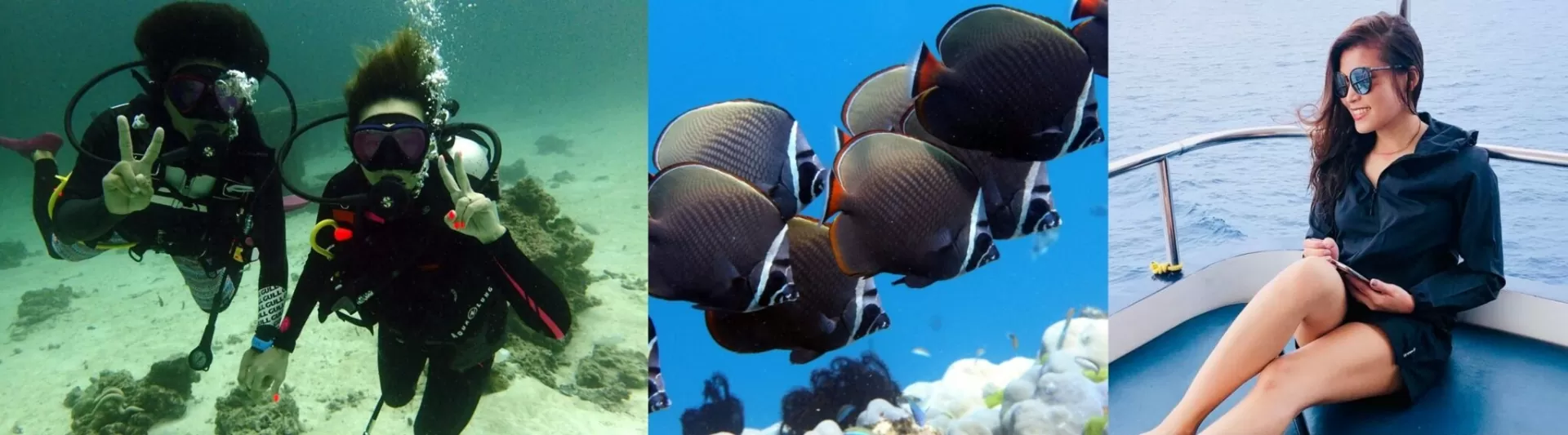 Discover scuba diving in Phuket with beginners enjoying underwater scenes and boat relaxation