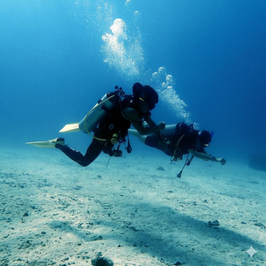 プライベートでオープンウォーターライセンス講習を受けるナイスダイブプーケットの生徒